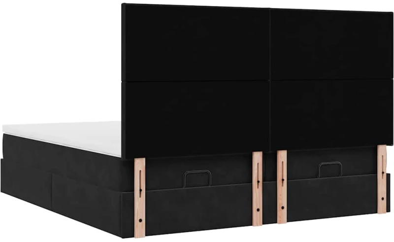 vidaXL Οθωμανικό κρεβάτι με στρώματα Μαύρο 180x200cm Velvet