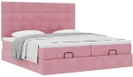 vidaXL Οθωμανικό κρεβάτι με στρώματα ροζ 200x200cm Velvet