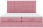 vidaXL Οθωμανικό κρεβάτι με στρώματα ροζ 200x200cm Velvet