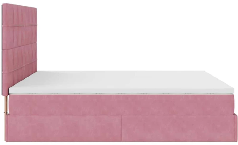 vidaXL Οθωμανικό κρεβάτι με στρώματα ροζ 200x200cm Velvet