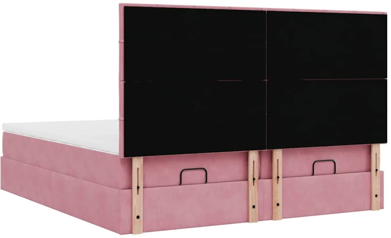 vidaXL Οθωμανικό κρεβάτι με στρώματα ροζ 200x200cm Velvet