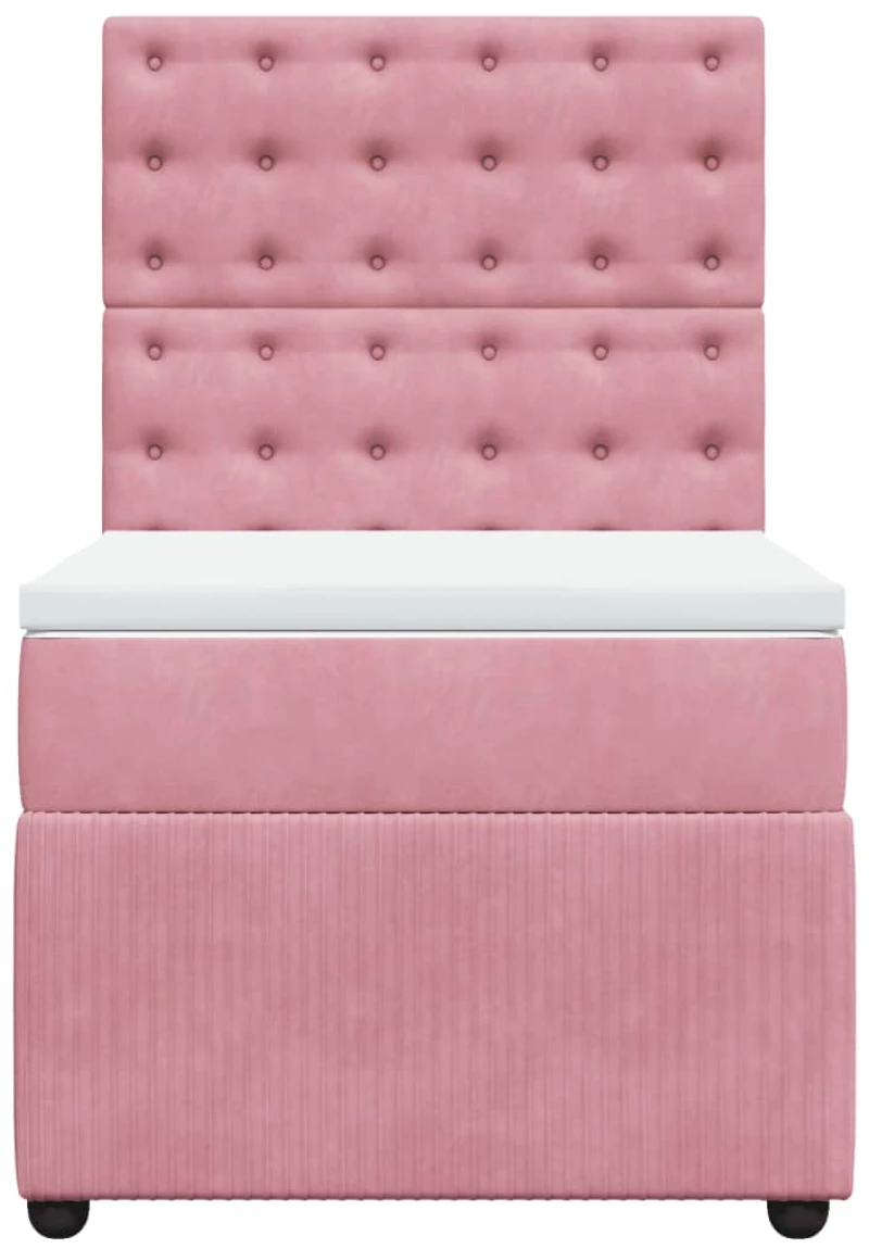 vidaXL Κρεβάτι Boxspring με Στρώμα Ροζ 80 x 200 εκ. Βελούδινο