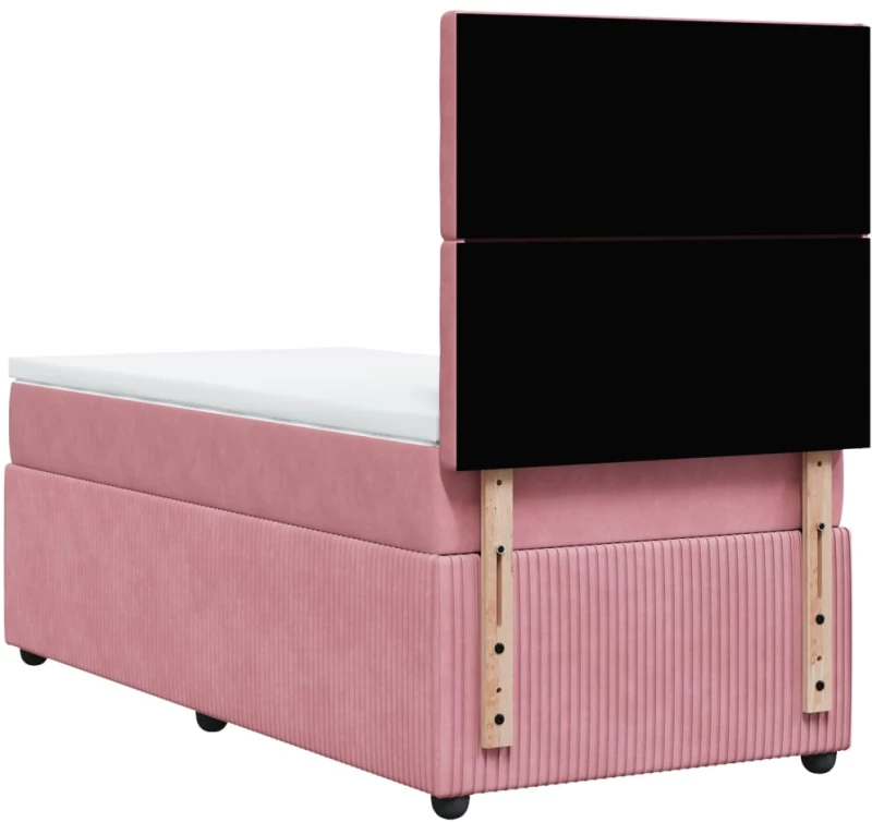 vidaXL Κρεβάτι Boxspring με Στρώμα Ροζ 80 x 200 εκ. Βελούδινο