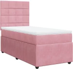 vidaXL Κρεβάτι Boxspring με Στρώμα Ροζ 90x190 εκ. Βελούδινο