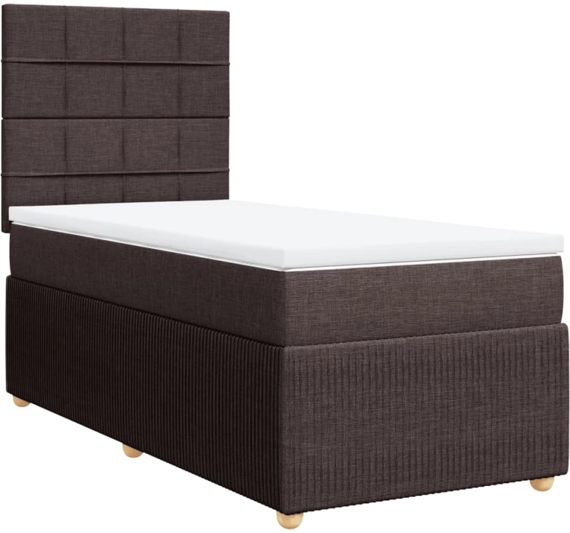 vidaXL Κρεβάτι Boxspring με Στρώμα Σκούρο Καφέ 80x200 εκ. Υφασμάτινο