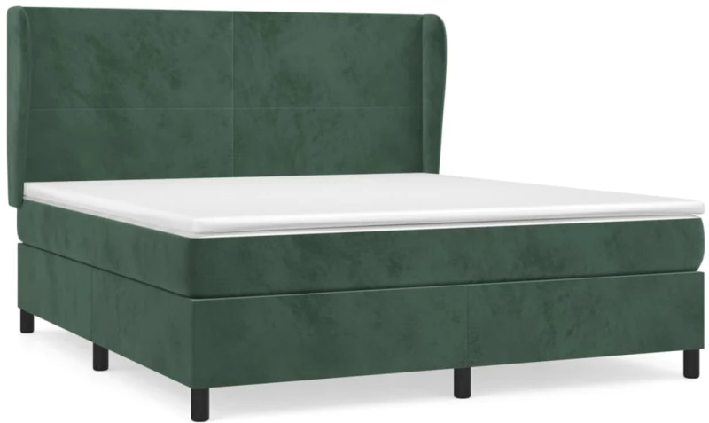 vidaXL Κρεβάτι Boxspring με Στρώμα Σκούρο Πράσινο 160x200εκ. Βελούδινο
