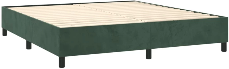 vidaXL Κρεβάτι Boxspring με Στρώμα Σκούρο Πράσινο 160x200εκ. Βελούδινο