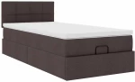 vidaXL Οθωμανικό κρεβάτι με στρώμα σκούρο καφέ 90x190cm ύφασμα