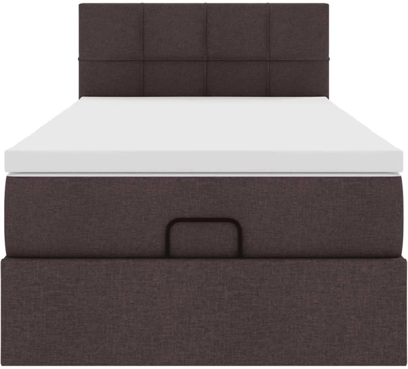 vidaXL Οθωμανικό κρεβάτι με στρώμα σκούρο καφέ 90x190cm ύφασμα