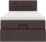 vidaXL Οθωμανικό κρεβάτι με στρώμα σκούρο καφέ 90x190cm ύφασμα