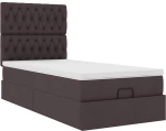 vidaXL Οθωμανικό κρεβάτι με στρώμα σκούρο καφέ 90x190cm ύφασμα