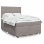 vidaXL Κρεβάτι Boxspring με Στρώμα Taupe 160x200 εκ. Υφασμάτινο