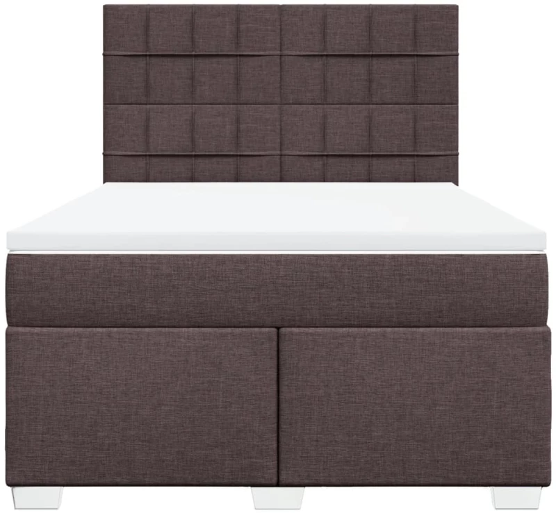 vidaXL Κρεβάτι Boxspring με Στρώμα Σκούρο Καφέ 160x200 εκ Υφασμάτινο