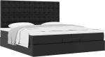 vidaXL Οθωμανικό κρεβάτι με στρώματα Μαύρο 200x200cm Faux Leather