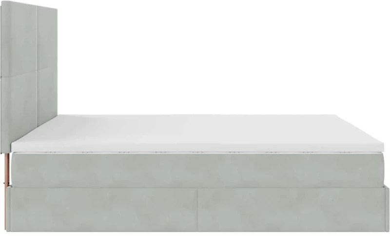 vidaXL Οθωμανικό κρεβάτι με στρώματα & LEDs Ανοιχτό γκρι Βελούδο