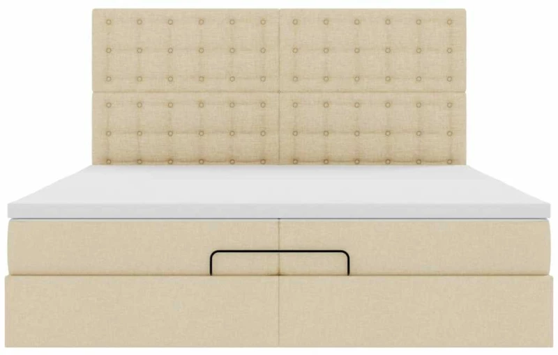 vidaXL Οθωμανικό Κρεβάτι με Στρώματα Κρέμα 200x200cm Ύφασμα