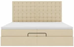 vidaXL Οθωμανικό Κρεβάτι με Στρώματα Κρέμα 200x200cm Ύφασμα