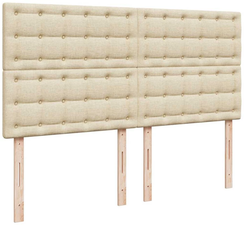 vidaXL Οθωμανικό Κρεβάτι με Στρώματα Κρέμα 200x200cm Ύφασμα
