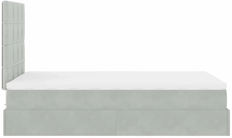 vidaXL Οθωμανικό κρεβάτι με στρώματα & LEDs Ανοιχτό γκρι Βελούδο
