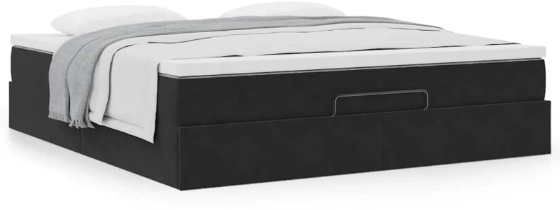 vidaXL Οθωμανικό κρεβάτι με στρώμα Μαύρο 180x200cm Velvet