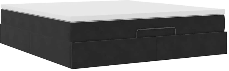 vidaXL Οθωμανικό κρεβάτι με στρώμα Μαύρο 180x200cm Velvet
