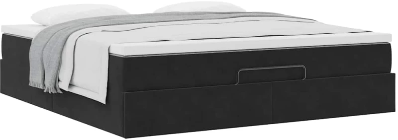 vidaXL Οθωμανικό κρεβάτι με στρώμα Μαύρο 180x200cm Velvet