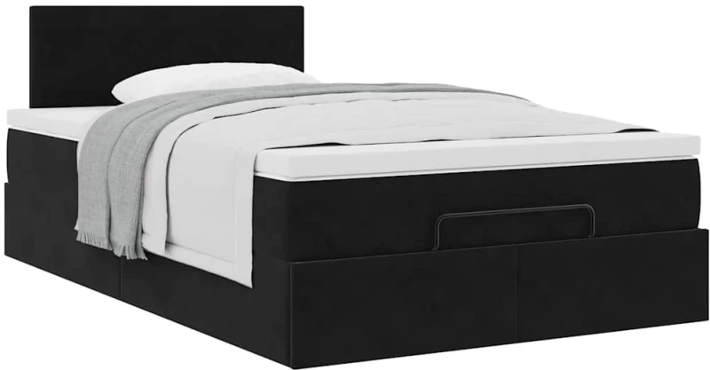 vidaXL Οθωμανικό κρεβάτι με στρώμα Μαύρο 120x200cm Velvet
