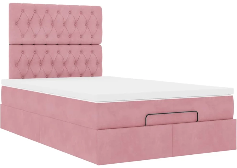 vidaXL Οθωμανικό κρεβάτι με στρώματα Ροζ 120x200cm Velvet