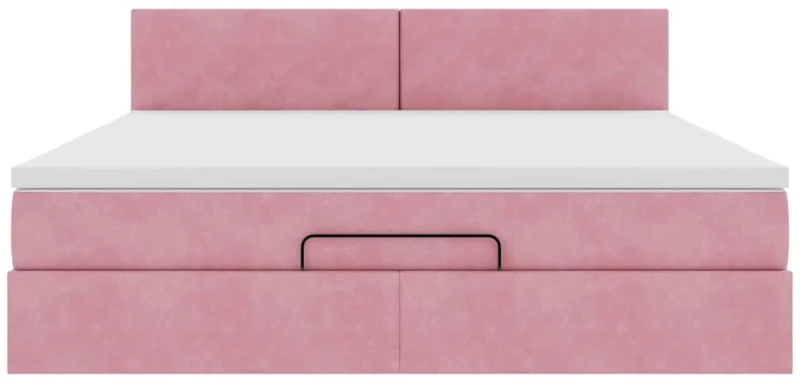 vidaXL Οθωμανικό κρεβάτι με στρώμα & LEDs Ροζ 160x200cm Βελούδο