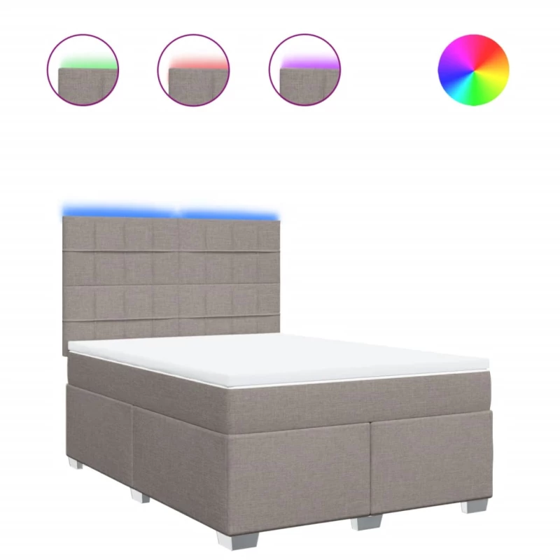 vidaXL Κρεβάτι Boxspring με Στρώμα Taupe 140x190 εκ. Υφασμάτινο