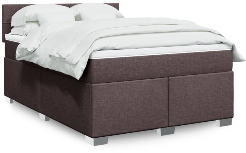 vidaXL Κρεβάτι Boxspring με Στρώμα Σκούρο Καφέ 140x190 εκ. Υφασμάτινο