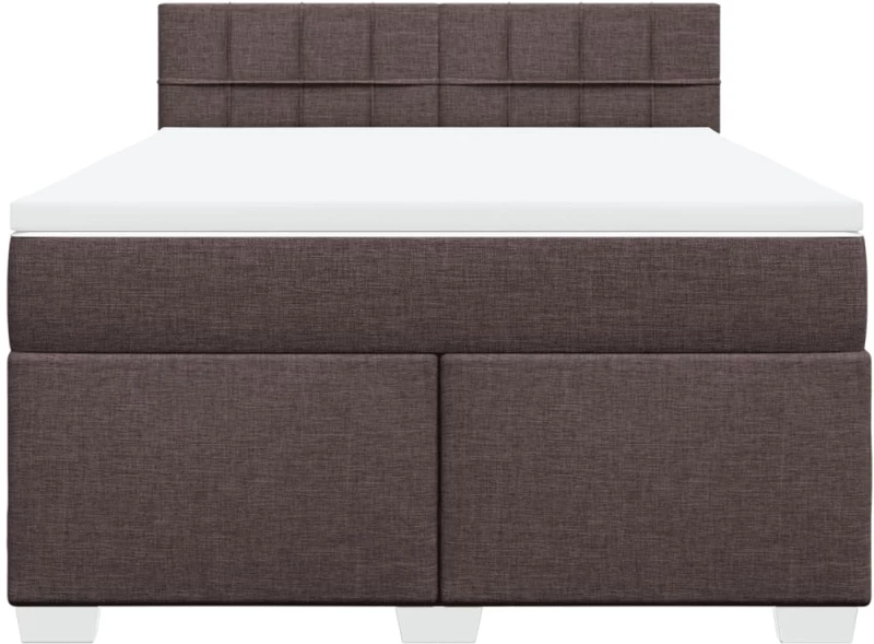 vidaXL Κρεβάτι Boxspring με Στρώμα Σκούρο Καφέ 140x190 εκ. Υφασμάτινο