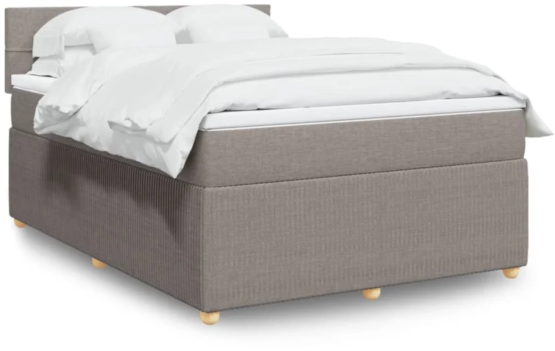 vidaXL Κρεβάτι Boxspring με Στρώμα Taupe 140x190 εκ. Υφασμάτινο