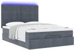 vidaXL Οθωμανικό κρεβάτι με στρώματα & LEDs Σκούρο γκρι Βελούδο