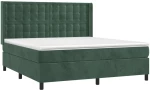 vidaXL Κρεβάτι Boxspring με Στρώμα & LED Σκ. Πράσινο 160x200εκ Βελούδο