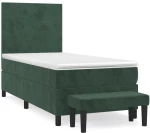 vidaXL Κρεβάτι Boxspring με Στρώμα Σκούρο Πράσινο 90x200 εκ. Βελούδινο