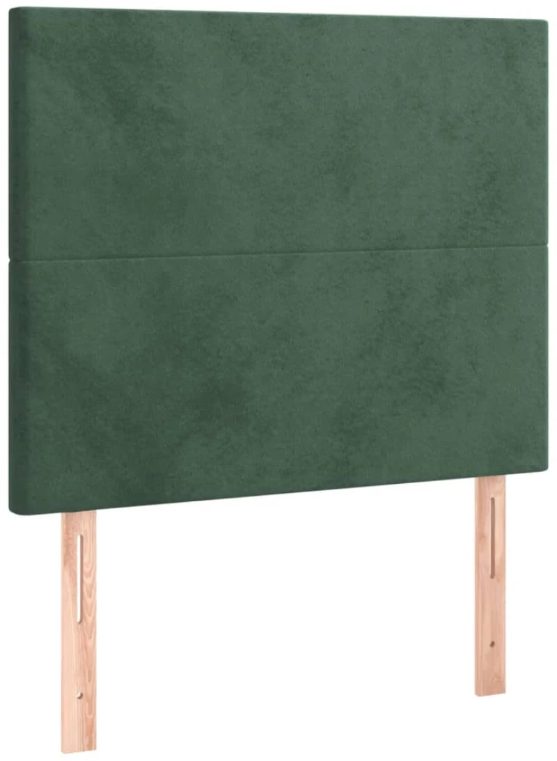 vidaXL Κρεβάτι Boxspring με Στρώμα Σκούρο Πράσινο 90x200 εκ. Βελούδινο