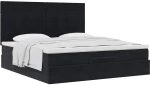 vidaXL Οθωμανικό κρεβάτι με στρώματα Μαύρο 180x200cm Velvet