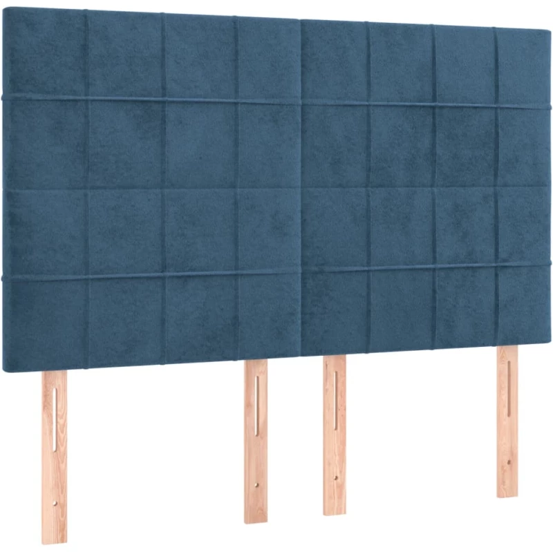 vidaXL Κρεβάτι Boxspring με Στρώμα Σκούρο Μπλε 140x190 εκ. Βελούδινο