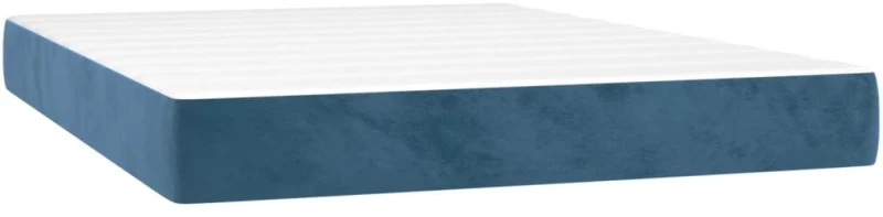 vidaXL Κρεβάτι Boxspring με Στρώμα Σκούρο Μπλε 140x190 εκ. Βελούδινο