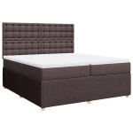 vidaXL Κρεβάτι Boxspring με Στρώμα Σκούρο Καφέ 200x200 εκ. Υφασμάτινο