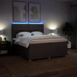 vidaXL Κρεβάτι Boxspring με Στρώμα Σκούρο Καφέ 200x200 εκ. Υφασμάτινο