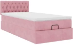 vidaXL Οθωμανικό κρεβάτι με στρώμα ροζ 100x200cm Velvet