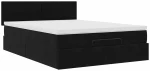 vidaXL Οθωμανικό κρεβάτι με στρώμα & LEDs Μαύρο 140x190cm Velvet