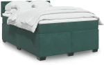 vidaXL Κρεβάτι Boxspring με Στρώμα Σκούρο Πράσινο 140x190εκ. Βελούδινο