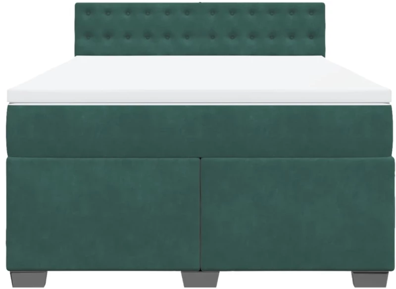 vidaXL Κρεβάτι Boxspring με Στρώμα Σκούρο Πράσινο 140x190εκ. Βελούδινο
