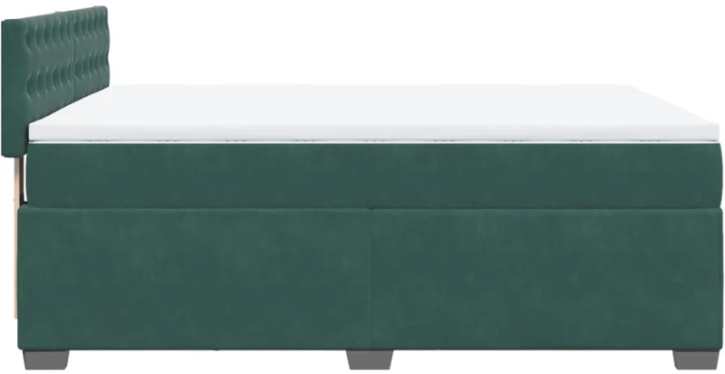 vidaXL Κρεβάτι Boxspring με Στρώμα Σκούρο Πράσινο 140x190εκ. Βελούδινο