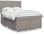 vidaXL Κρεβάτι Boxspring με Στρώμα Taupe 140x190 εκ. Υφασμάτινο