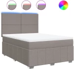 vidaXL Κρεβάτι Boxspring με Στρώμα Taupe 140x190 εκ. Υφασμάτινο
