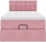 vidaXL Οθωμανικό κρεβάτι με στρώμα ροζ 90x200cm Velvet